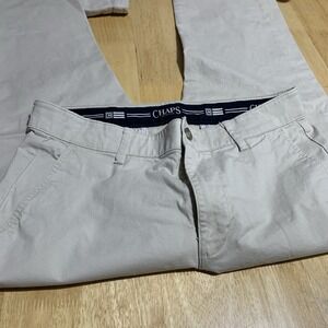 Chaps Pants Mens Size 34x34 Tan 5 Pocket Straight Fit‎ Flat Front